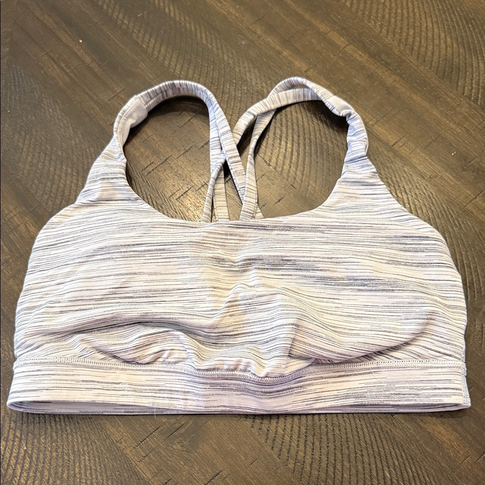 Lululemon Women's Grey Striped Sports Bra - 8